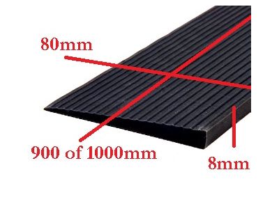 Rubber drempelhulp 0,8cm zwart(tweedehands) art.nr: 406080